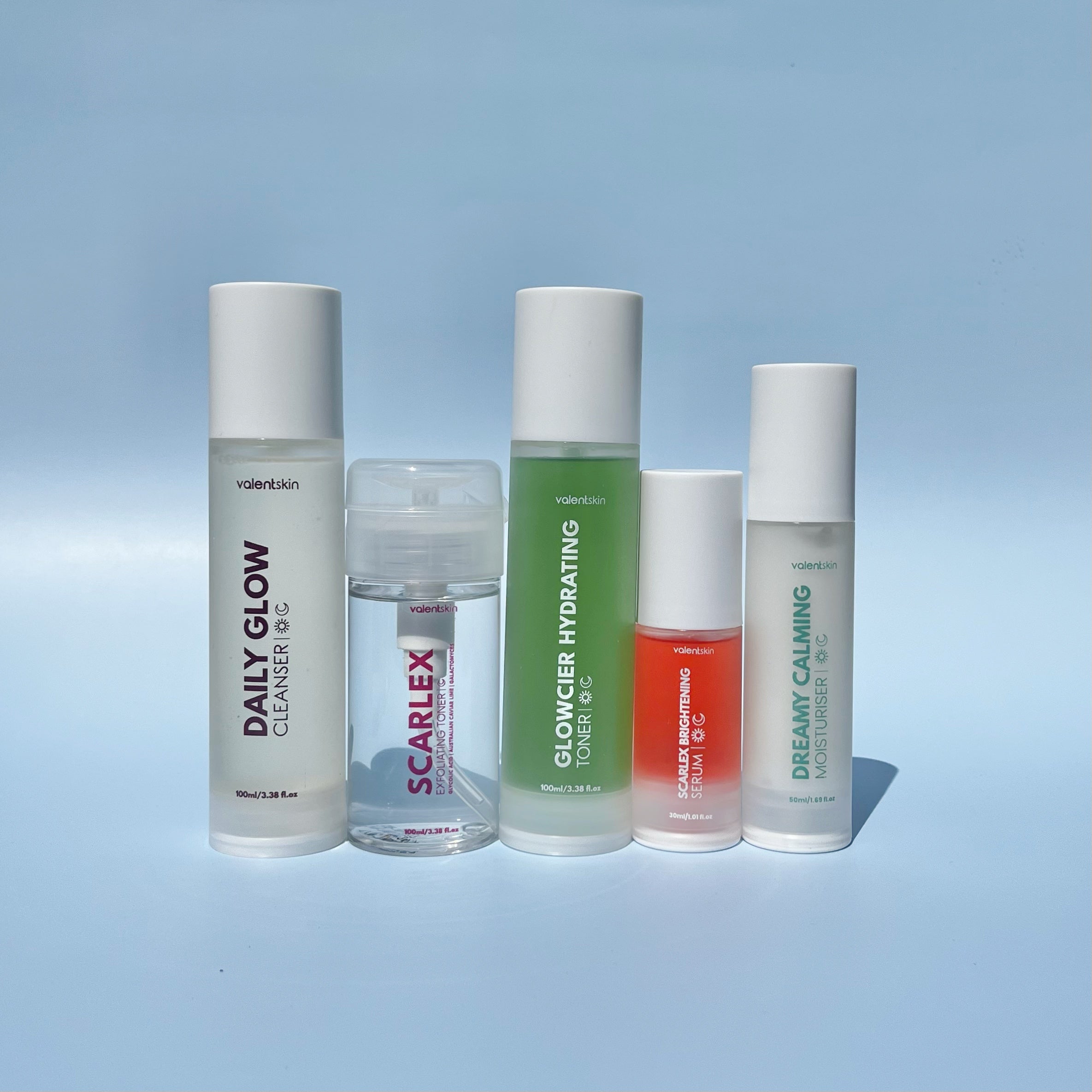 Valent Skin Advance Set - Valent Skin (Cleanser + Exfoliator + Toner + Serum + Moisturiser)